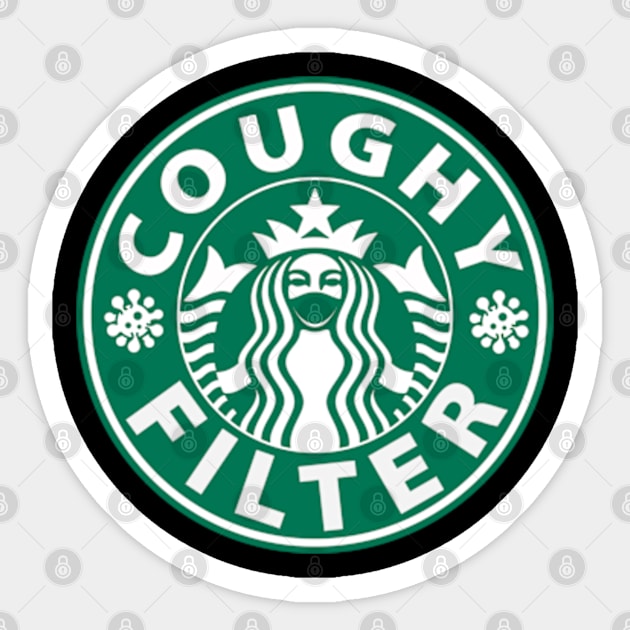 Coughy Filter Funny Covid Coffee Pun Sticker by BadDesignCo